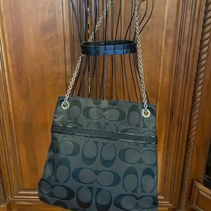 Black Coach Purse with Adjustable Chain Strap